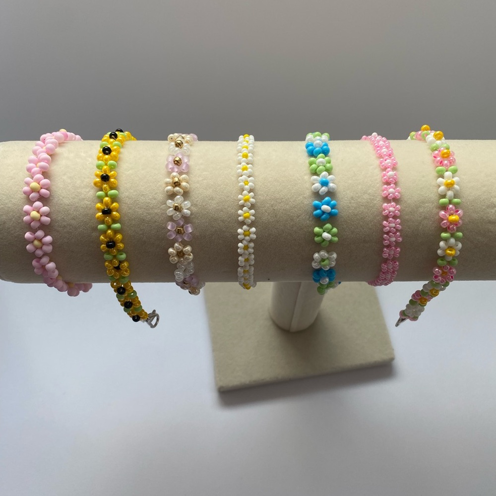 Colorful Floral Custom Beaded Bracelets Set